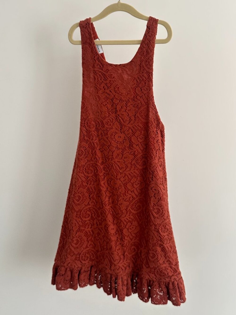 Wolf & Rita Girls Rust Lace Ruffle Dress Size 8 Made in Portugal